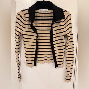 Zara Tan and Black Sweater